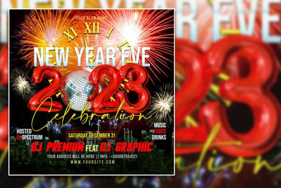 2023 New Year Celebration Social Media: Editable Flyer Template
