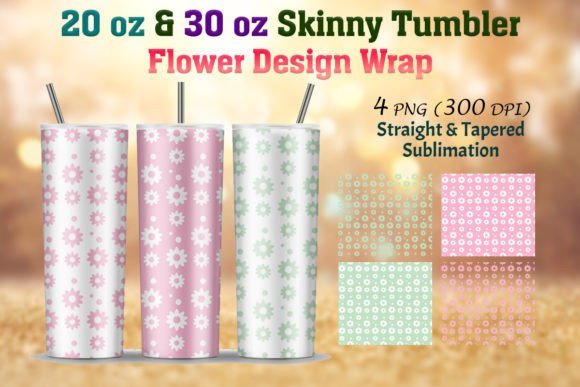 Beautiful Flower Tumbler Wraps: 20 oz & 30 oz Designs
