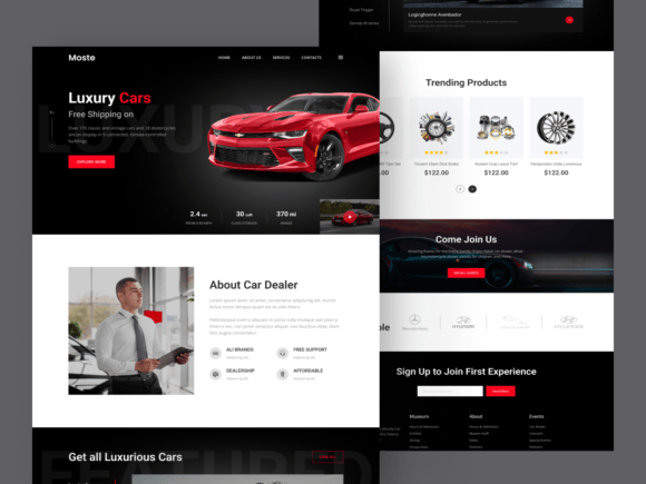 Car Landing Page Template: Editable UI & Typography Guide