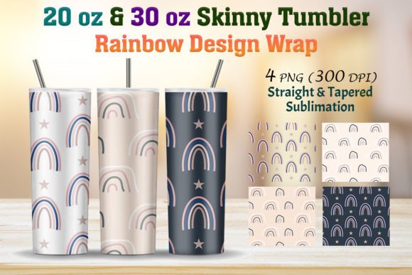 Rainbow Skinny Tumbler Wrap: Vibrant Design for Your 20 & 30 Oz Tumblers