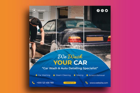 Rev Up Your Feed: Car Wash Social Media Post Template